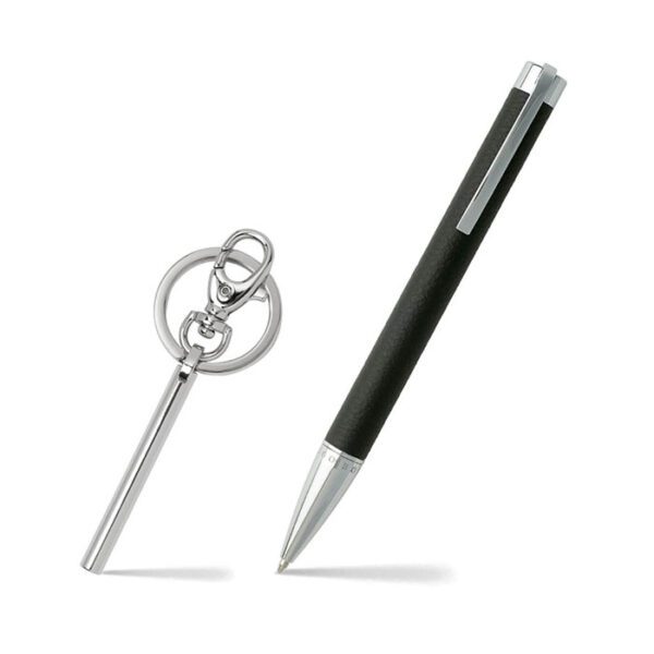 Hugo Boss Black Ballpoint Pen And Essential Chrome Keyring