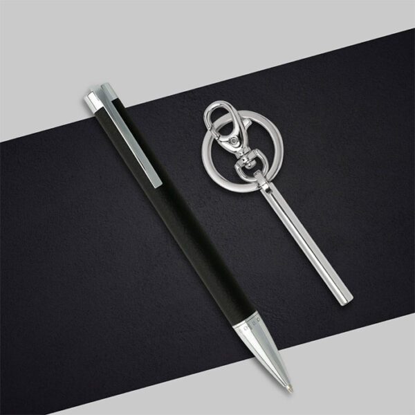 Hugo Boss Black Ballpoint Pen And Essential Chrome Keyring