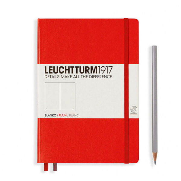 Leuchtturm1917 Medium A5-Size Hard Cover Plain Notebook Red
