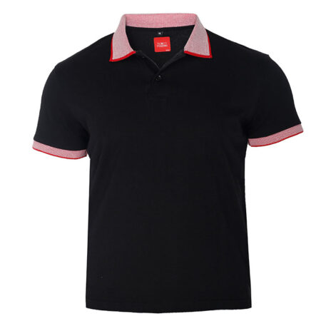 Scott Basic Polo T Shirt Black With Red