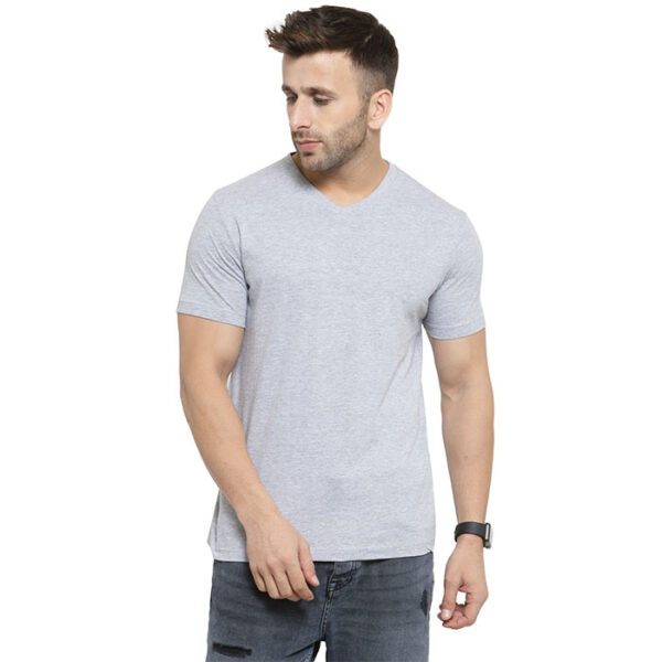 Scott Bio Wash V Neck T Shirt Grey Melange