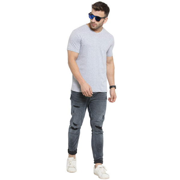 Scott Bio Wash V Neck T Shirt Grey Melange