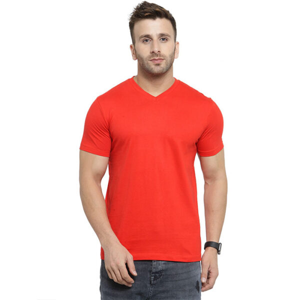 Scott Bio Wash V Neck T Shirt Red