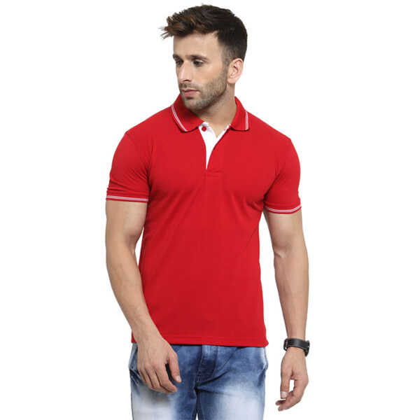 Scott Green Polo T Shirt Red With White