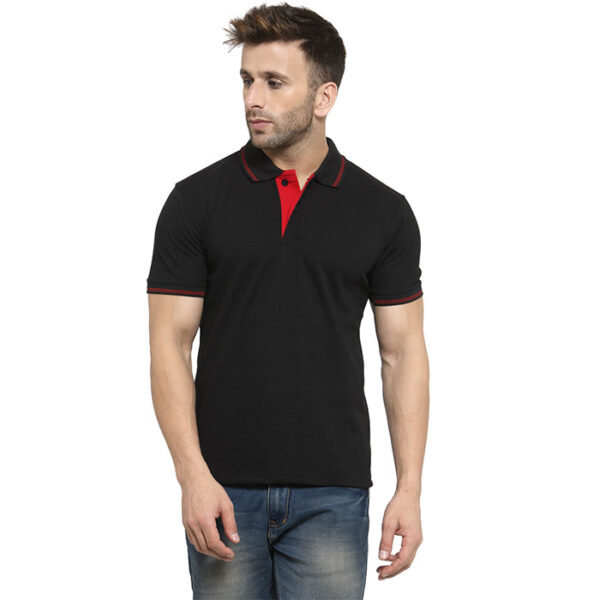Scott Green Polo T Shirt Royal Black With Red