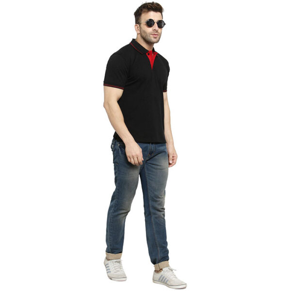Scott Green Polo T Shirt Royal Black With Red