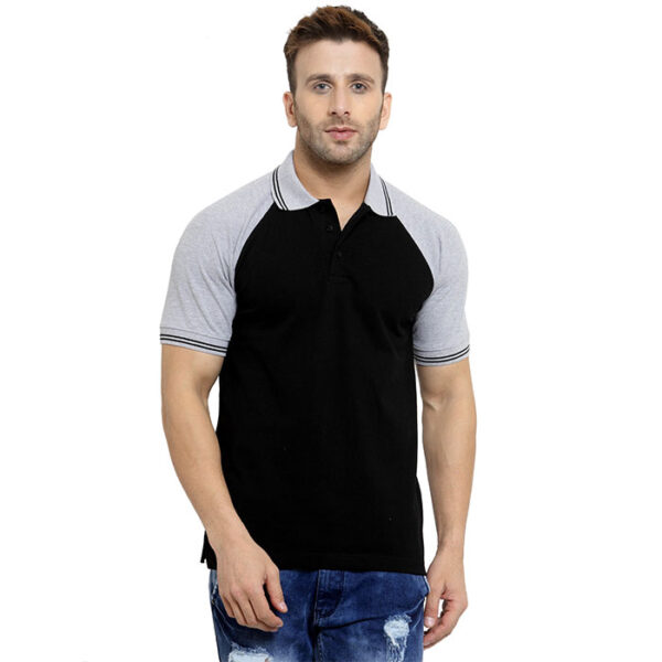 Scott Organic Polo T Shirt Black With Grey