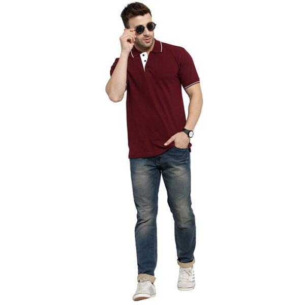 Scott Organic Polo T Shirt Maroon