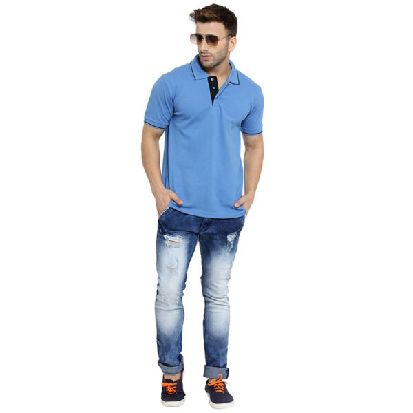 Scott Organic Polo T Shirt Indian Blue