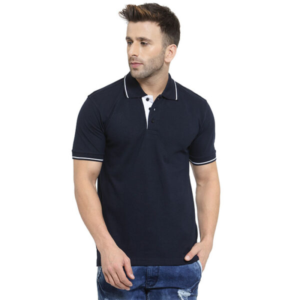 Scott Organic Polo T Shirt Navy Blue