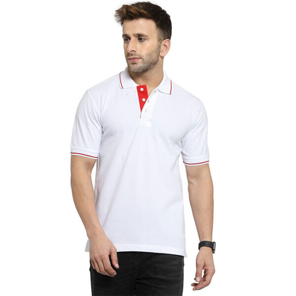 Scott Organic Polo T Shirt White With Red