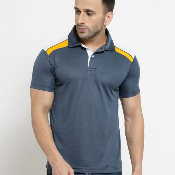 Scott SCK Polo T Shirt Dark Grey With Yellow