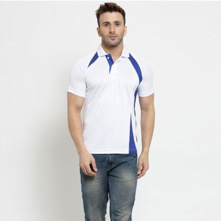 Scott SCK Polo T Shirt White With Royal Blue