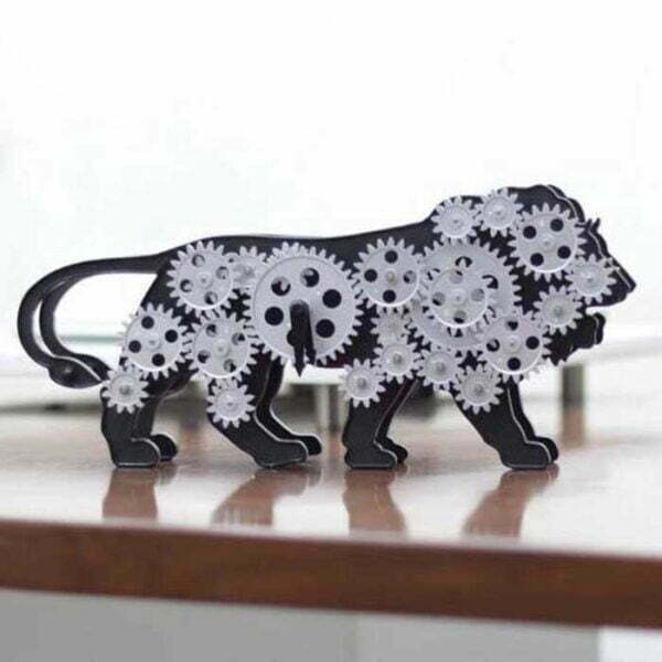 Make in India Lion Table clock with moving gears