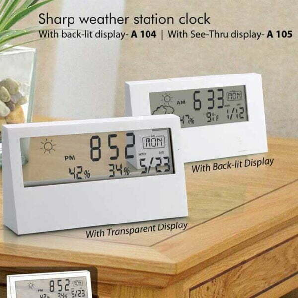 Sharp weather station clock with backlight