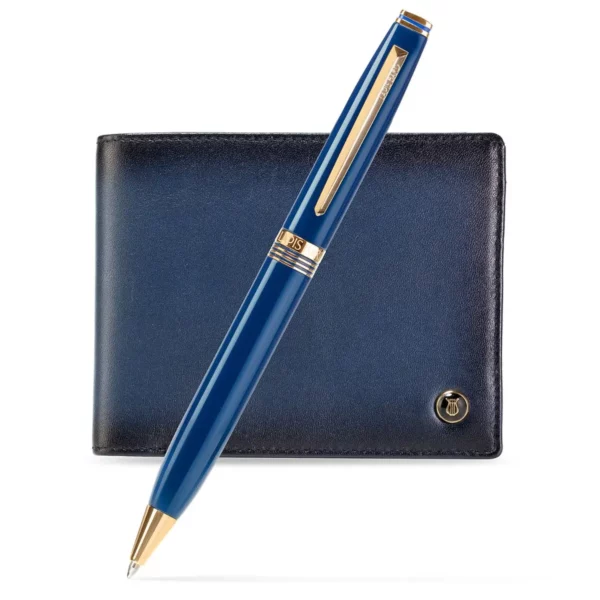 Gift Set Lapis Bard Contemporary Ballpoint Pen Wallet Blue Pic 2