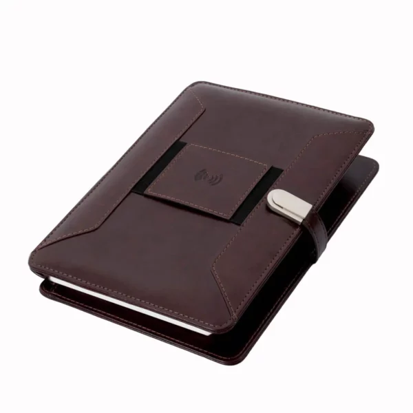 Pennline Superbook Organizer With Wireless Charging Coffee Brown Pic 3